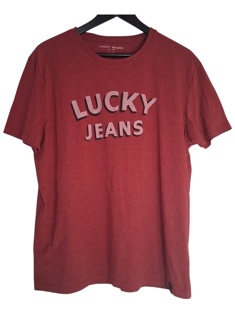 ​Lucky Brand Mens graphic Crewneck tee in heathered red/terracotta Size XL